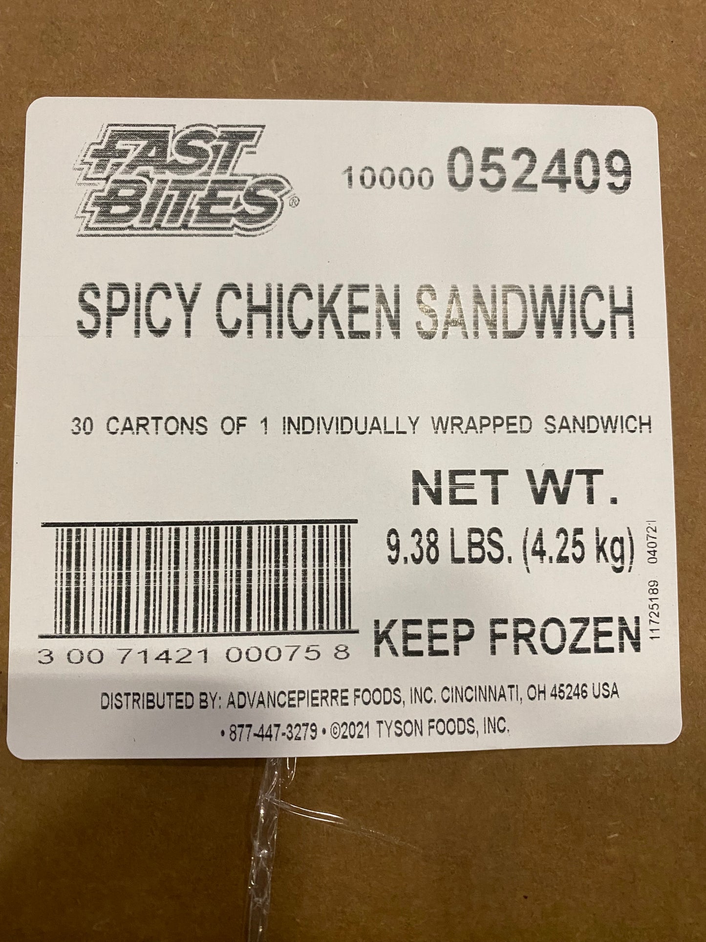 5oz. Fully Cooked Spicy Breaded Chicken Breast Patty Sandwich