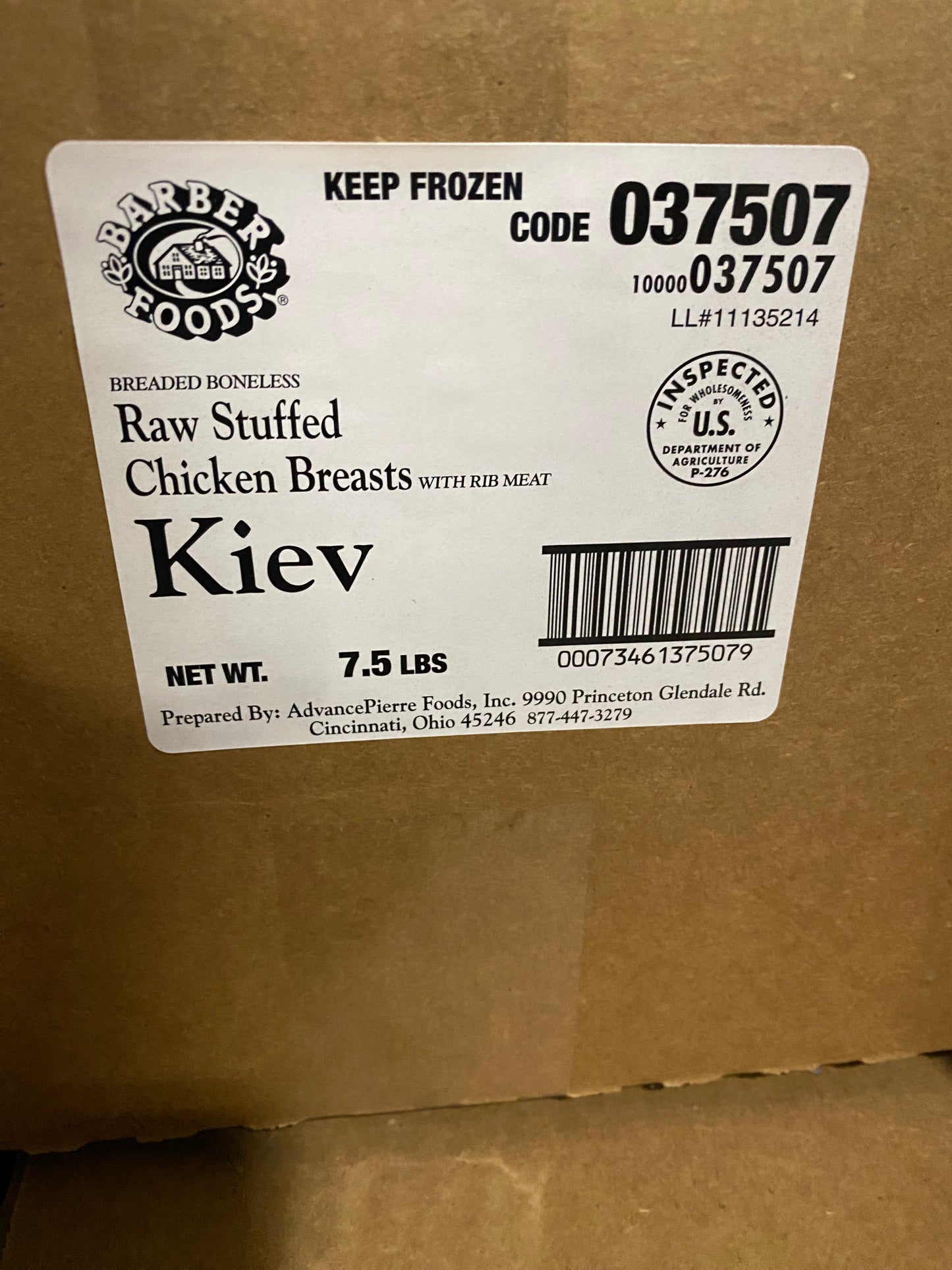 Barber Foods RTC Breaded  5 oz. Chicken Kiev - 4 Cartons of 6